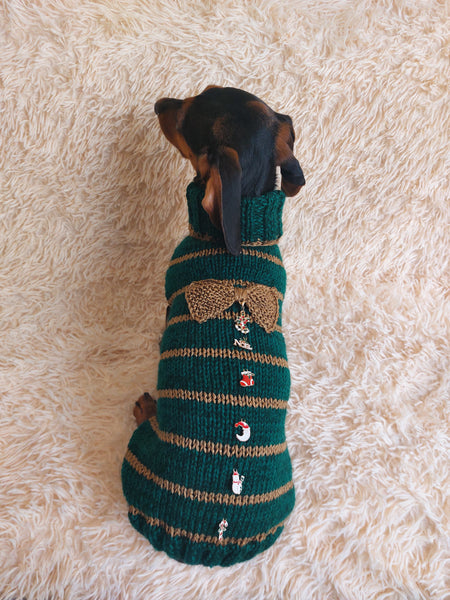 Christmas Pet Clothes Jumper Bow Decoration,Christmas Party Dog Sweater,Dog Photo Shoot Clothes dachshundknit