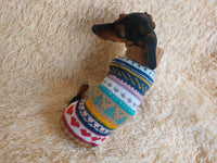 Christmas Jacquard Pet Sweater,Jacquard Jumper Heart Christmas Trees for Dogs dachshundknit