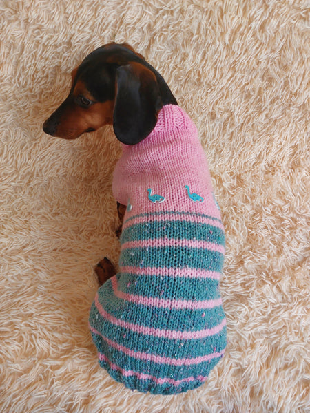 Bright Dinosaur Sweater for Prey Animals, Jumper Clothes for Dogs with Dinosaurs, Animal Jumper for Photo Shoots dachshundknit