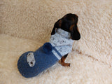 Blue denim knitted sweater for a dachshund or small dog, warm winter sweater for small dogs, dog clothes, sweater for small dogs dachshundknit
