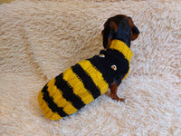 Bee knitted jumper for pets, bee sweater for dog, dachshund bee dog sweater dachshundknit