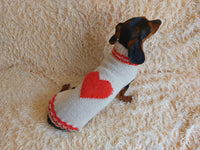 Festive Heart Pet Outfit Heart Jumper Dog Clothes Sweater Valentine's Day,Dog Lover Gift Knitted Sweater. dachshundknit