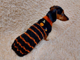 Handmade gray striped knitted sweater for dog, clothes for dachshund, sweater for dog dachshundknit