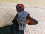 Hat for dog with pompom and holes for the ears