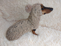 Alpaca coat and hat for dogs, knitted dachshund clothes sweater and hat, winter dachshund suit sweater and hat