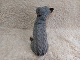 Gray alpaca wool costume with classic arana sweater and hat for dachshund or small dog, winter set sweater and hat for dogs