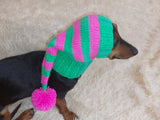 Christmas Pets Clothes Santa Elf Hat with Pompom,Dachshund Dog Gift,Dog Xmas Photo Shoot Clothes