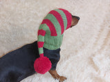 Christmas Pets Clothes Santa Elf Hat with Pompom,Dachshund Dog Gift,Dog Xmas Photo Shoot Clothes