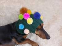 Christmas party pet clothes hat tree,dog hat tree with pompoms,bright outfit for christmas photoshoot for dogs and cats