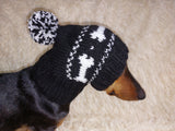 Pet Clothes Boned Hat with Pompom,Bone Dog Hat,Halloween Bonnet Hat for Dachshund Dog