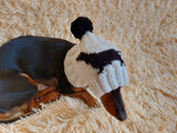 Handmade knitted dachshund hat for dogs, clothes for dogs hat with dachshund, gift for dachshund lover