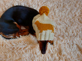 Handmade knitted dachshund hat for dogs, clothes for dogs hat with dachshund, gift for dachshund lover