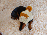 Handmade knitted dachshund hat for dogs, clothes for dogs hat with dachshund, gift for dachshund lover