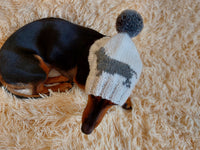 Handmade knitted dachshund hat for dogs, clothes for dogs hat with dachshund, gift for dachshund lover