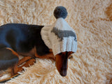 Handmade knitted dachshund hat for dogs, clothes for dogs hat with dachshund, gift for dachshund lover