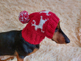 Christmas Reindeer Clothes Pom Pom Hat Dachshund Reindeer Hat Knitted Dog Reindeer Hat Party Photo Prop