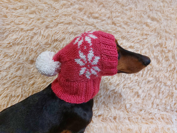 Christmas pet clothing with snowflakes, snood hat with snowflakes for dog