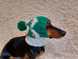 Christmas Pet Clothes Snood Santa Hat for Dog with Pompoms