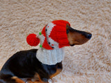 Christmas Pet Clothes Snood Santa Hat for Dog with Pompoms