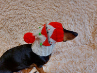 Christmas Pet Clothes Snood Santa Hat for Dog with Pompoms