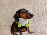 Handknitted woolen christmas dog snood with pom poms, knitted dog neck warmer, dachshund and snood dog scarf with pom poms