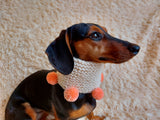 Handknitted woolen christmas dog snood with pom poms, knitted dog neck warmer, dachshund and snood dog scarf with pom poms