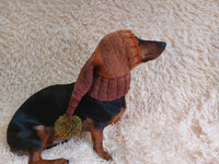 Christmas bright outfit dog hat with pompom,dachshund hat,Christmas clothes for dog photo shoot