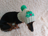 Frog with crown snood hat for dog