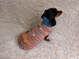 Wool Coat with Flowers and Ladybug for Pets - Winter Wool Sweater for Dogs with Collar - Dachshund Warm Clothes Jumper