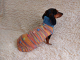 Wool Coat with Flowers and Ladybug for Pets - Winter Wool Sweater for Dogs with Collar - Dachshund Warm Clothes Jumper