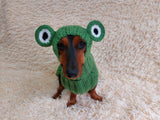 Pet Frog Costume - Halloween Costume Frog Sweater and Hat - Dachshund Frog Set for Dog Photo Shoot-Halloween dog costume for small dog Frog