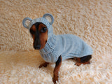 Bear costume made of alpaca wool for dogs, dachshund bear set sweater and hat