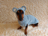 Bear costume made of alpaca wool for dogs, dachshund bear set sweater and hat