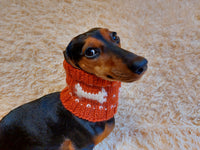 Wool snood collar for pets with bones, dog snood with warm neck made of wool with bones
