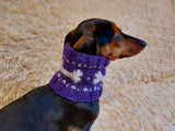 Wool snood collar for pets with bones, dog snood with warm neck made of wool with bones