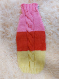 Rainbow striped wool jumper winter for dog, dachshund winter sweater with aran