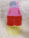 Rainbow striped wool jumper winter for dog, dachshund winter sweater with aran