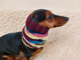 Dachshund snood handmade stripes, scarf snood hat for dogs