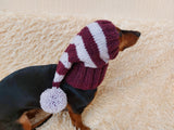 Weiner Knitted Elf Hat with Pompom, hat elf for dachshund