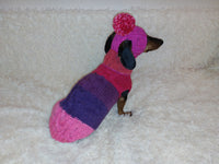 Knitted dog costume set sweater and hat, mini dachshund sweater and hat,suit set sweater and hat for dog,wiener sweater and hat