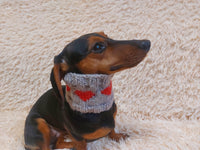 Wool snood scarf collar with hearts for dog, warm dog neck wool snood handmade