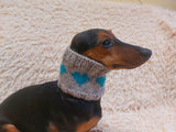 Wool snood scarf collar with hearts for dog, warm dog neck wool snood handmade