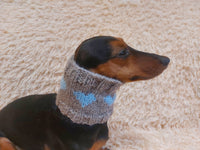 Wool snood scarf collar with hearts for dog, warm dog neck wool snood handmade