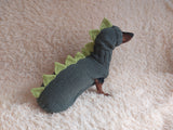 Dinosaur costume for dogs, dachshund dinosaur costume sweater and hat, dino dog cloches, dino dog sweater