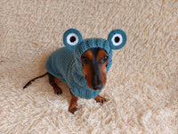 Pet Frog Costume - Halloween Costume Frog Sweater and Hat - Dachshund Frog Set for Dog Photo Shoot-Halloween dog costume for small dog Frog