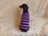 Handmade striped knitted sweater for dog, clothes for dachshund, sweater for dog