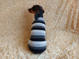 Handmade striped knitted sweater for dog, clothes for dachshund, sweater for dog