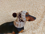 Paws clothes hat for dachshund or small dog,hat print paws with pom pom for dog,clothes with paws for dogs