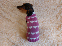 Dachshund knitted heart sweater, clothing Dachshund heart sweater, Valentine's day dog sweater, sweater for dachshunds, clothes for dog