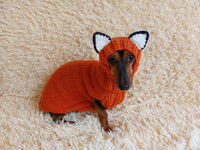 Fox Costume for Pet - Dog Halloween Costume, Sweater and Hat - Fox Set for Dachshund for Dog Photo Shoot - Halloween Costume for Small Dog